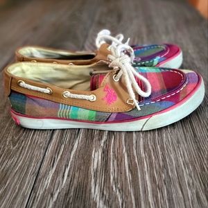 Polo plaid boat shoes